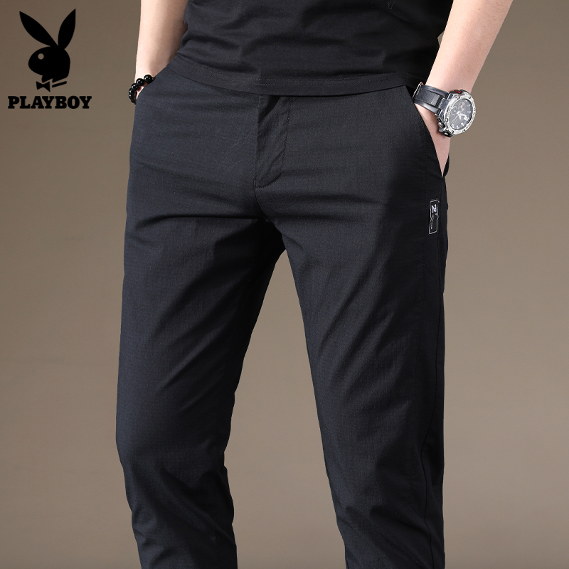 Playboy summer casual pants men's Korean version trend straight all-match new slim small feet long pants men's pants