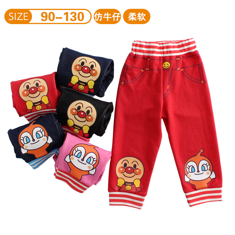 : Bread Superhuman Warriors 2022 Spring Autumn Pure Cotton Boy Clothing Tightness Waist Long Pants Children Cartoon Casual Pants