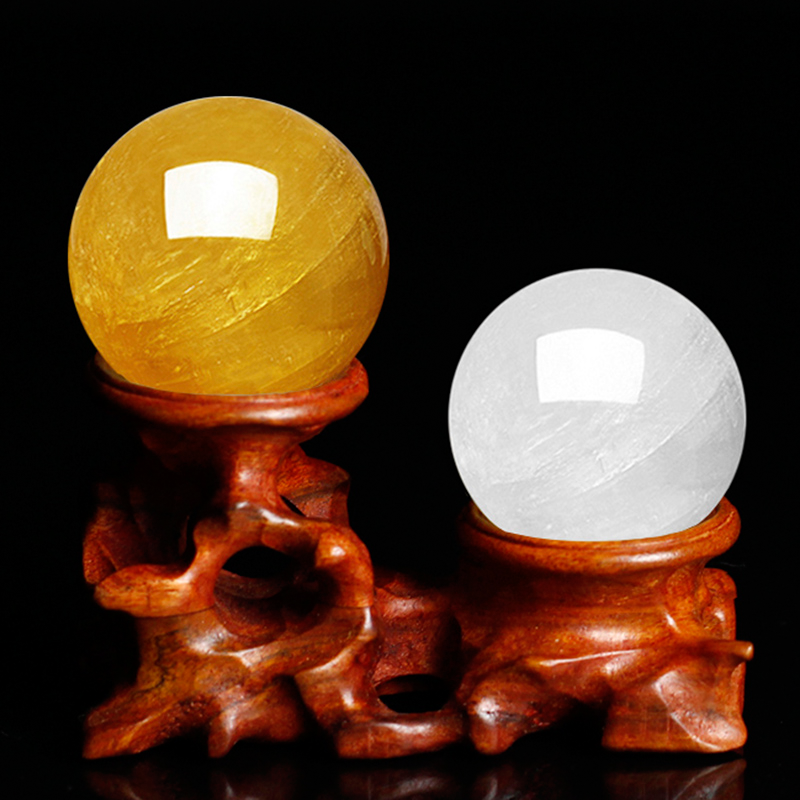 Ji self-made natural white yellow water crystal ball swing piece home living room Xuanguan Store in door office desktop furnishing-Taobao