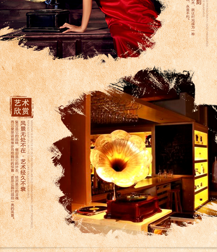 đầu đĩa than technics Cổ ghi âm retro rèn sắt ghi máy nghe nhạc mô hình prop bar nhà phòng khách trang trí hiển thị trang trí - Máy hát 	đầu đĩa than loa kèn