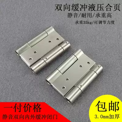 Hydraulic buffer two-way hinge 4 inch stainless steel spring damping automatic door closing inside and outside door hinge brushed cow