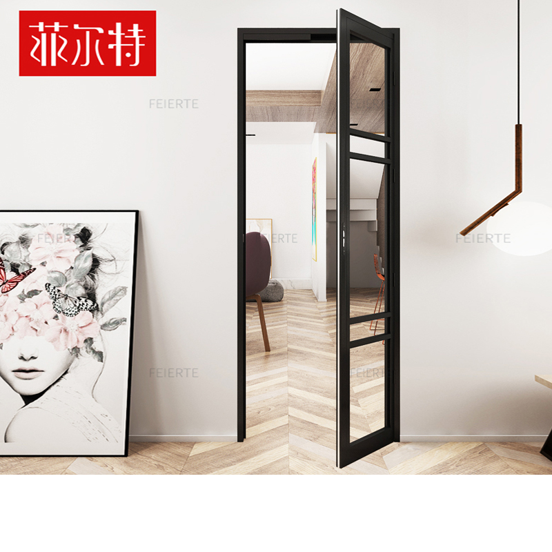 Filt Makeup Room PD Door Push-and-pull Folding PT Flat Open Door Kitchen Toilet Door Bathroom Aluminum Alloy Glass Door