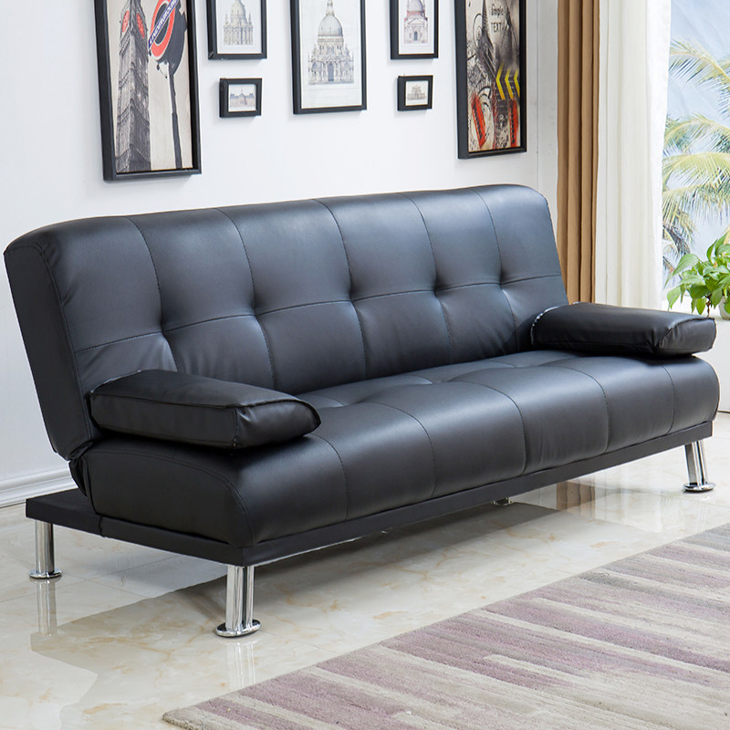 Multifunction sofa-bed shop Guest Sofa Trio Leather Art Black Sofa Folding Office Book House Dual-use Sofa-Taobao