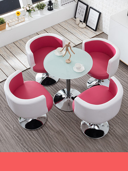 Negotiation tables and chairs wrought iron creative modern minimalist tempered glass small round table restaurant milk tea shop one table and four chairs combination