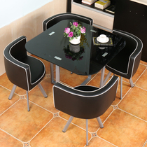 Negotiation table and chair dining table small apartment leisure area shop tempered glass round balcony table and chair combination small mini lazy