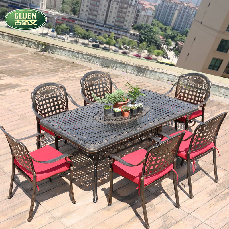 Simple modern villa outdoor iron artery outdoor courtyard table and chair dinner table balcony leisure negotiation table chair