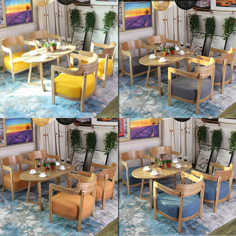 Nordic Office hosts milk tea shop Western dining cafe tables and chairs combined simple leisure card seat single-person leather sofa