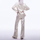 GYOKUU champagne temperament dark satin suit bell-bottoms fashion suit women's spring