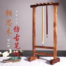Cao Yige Acacia Wood brush hanging 10 stitches of new Chinese retro simple pen holder beginner student calligraphy supplies creative set pen solid wood quality Four Treasures storage ornaments