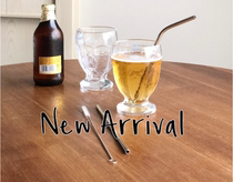 NITORI nidali stainless steel cold drink straw 304 straight tube inclined opening bend pipe 2 pieces with cleaning brush