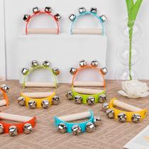 Handbell musical instrument semicircle wooden leather handbell rattle infant bell children Orff dance horseshoe bell