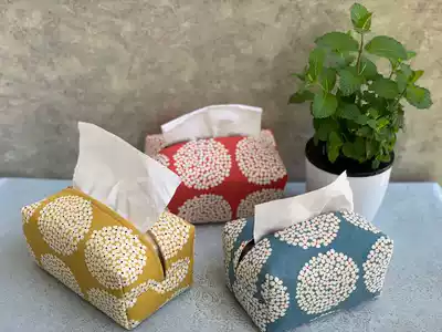 Nordic style simple fashion hand made fabric hydrangea tissue bag living room bedroom storage removable sanitary paper bag imported cotton linen