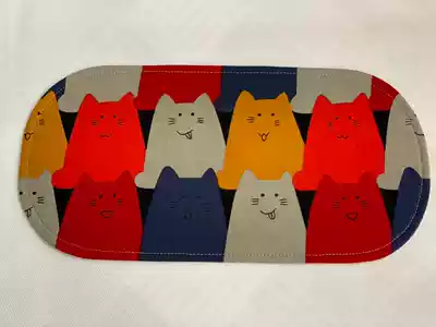 Japanese style and style hand made fabric Taiwan imported cotton linen cat afternoon tea meal coaster insulation photo background ins Wind