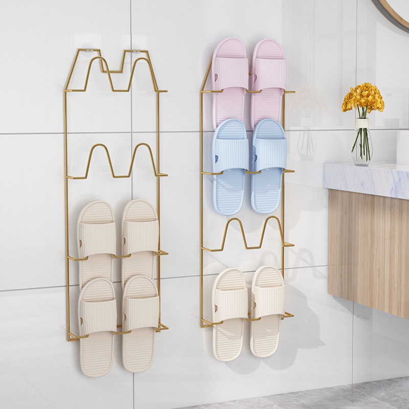 Bathroom Slippers Rack Wall Hanging-free Punched Dorm Room Indoor Shoes Containing deity Cosmetic Room Drain rack minimalist