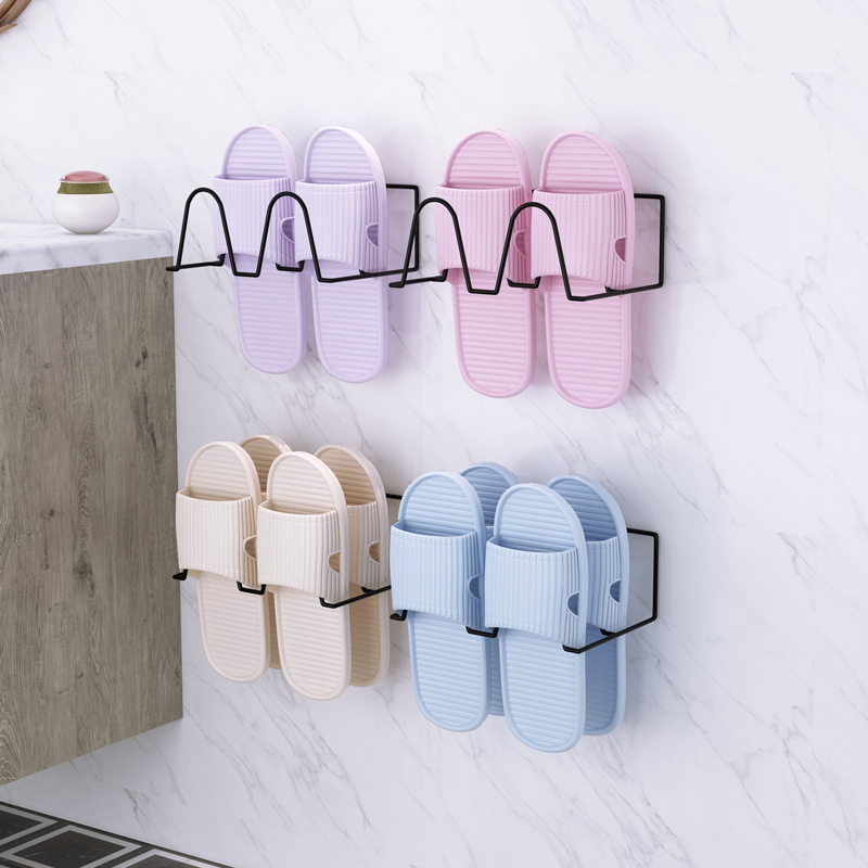 Bathroom slippers rack Easy-hanging free-to-punch toilet rack Shoe Rack Narrow Doorway Home Look Good For Putting Small Shoe Rack