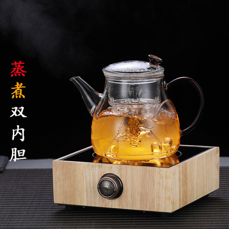 Steam-cooked teapot for tea cooking tea cooking tea black tea glass cooking dual teapot