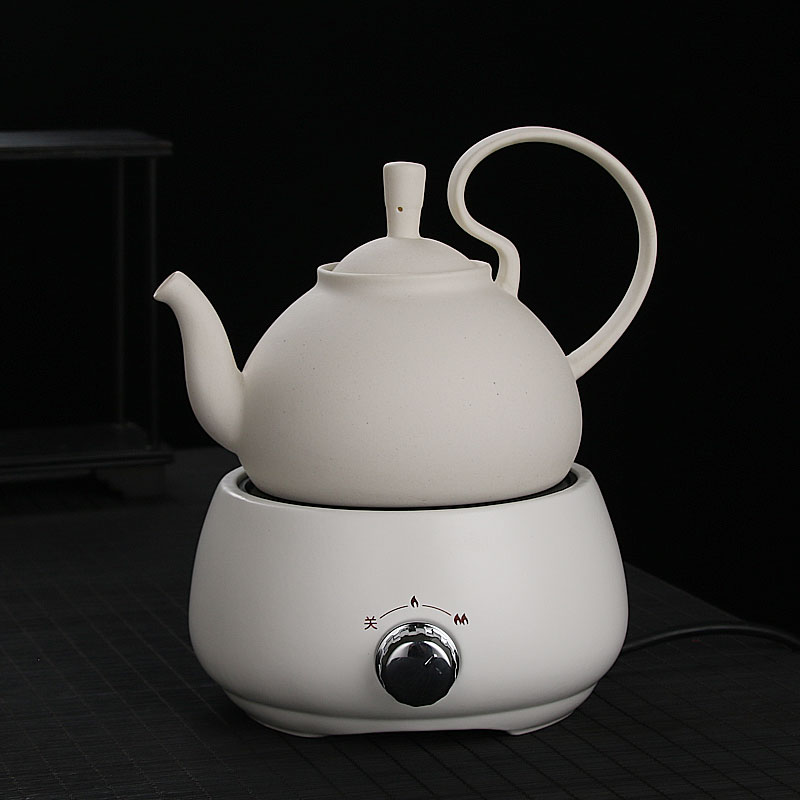 Mini white porcelain black crystal stove tea-making stove cooking teapot set Gongfu tea with boiling water pot ceramic tea tea pot pottery pot home