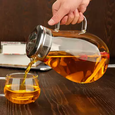 Thickened glass kettle, large capacity cold water kettle, heat-resistant glass cold water kettle, juice kettle, flower tea pot set 2L