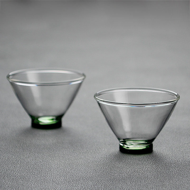 Pure hand-blown glass bamboo hat cup, small tea cup, tea cup, thickened flower tea cup at the bottom, tea set appreciation tea cup