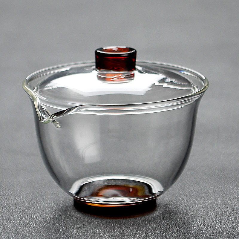 Hand-blown Glass cover bowl Hand grab bowl Tea maker Punch Teapot with spout Cover Bowl Kung Fu Tea set Tea pot