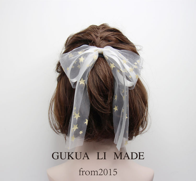 908GUKUAli ban đầu làm bằng tay lấp lánh sao ngọc ruy băng kỳ nghỉ sợi cổ tích cô gái headband - Phụ kiện tóc cột tóc cho bé gái