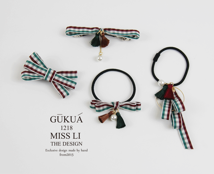 517 Hệ thống kẻ sọc Scotland ~ clip mùa xuân Liu Hai clip đầu clip bên clip ~ kẹp tóc phụ kiện tóc phụ kiện tóc dây tóc Hàn Quốc - Phụ kiện tóc dây buộc tóc scrunchies