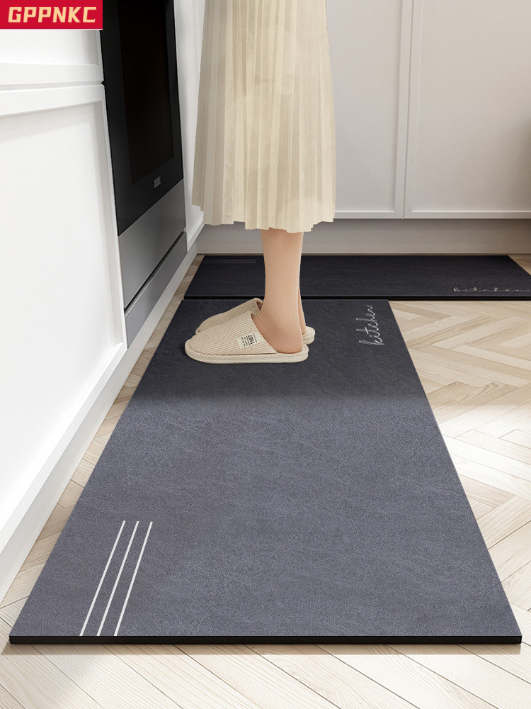 Kitchen floor mats can be wiped no-clean dirt resistant foot pads modern simple home finished anti-slip oilproof waterproof carpet