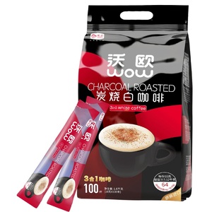 100条装沃欧炭烧进口白咖啡速溶三合一