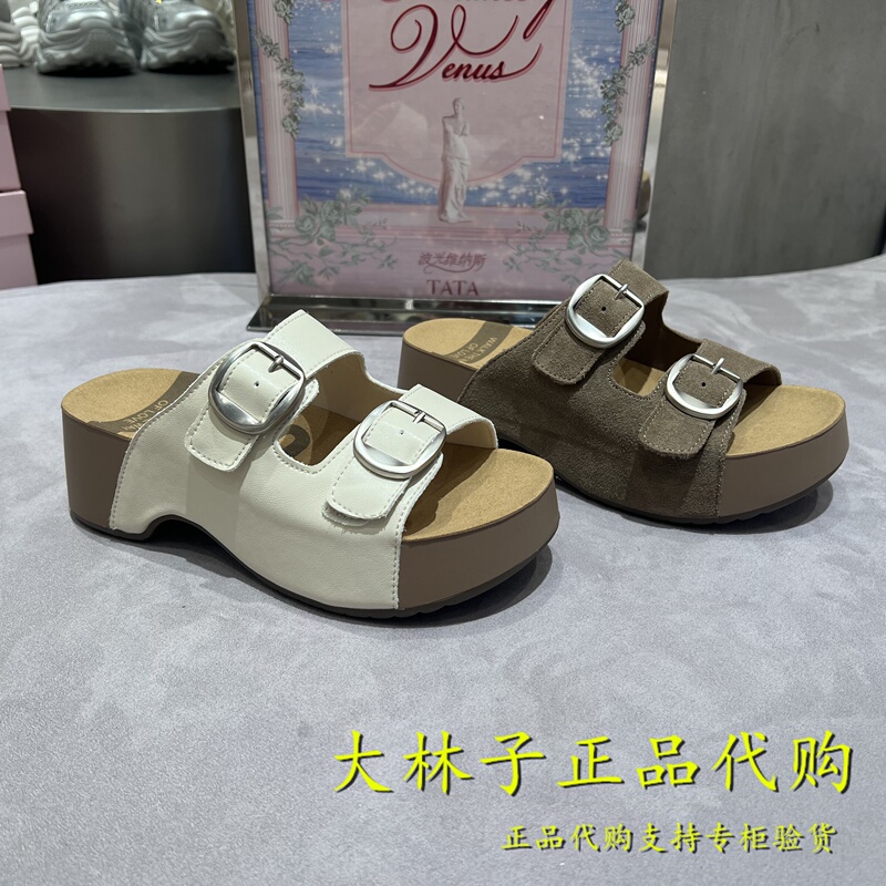 Authentic Tata Little Dolphin Women's Shoes Summer Birkenstock Style Slippers Thick-Soled Sandals for Petite Sizes Cml01Bt6