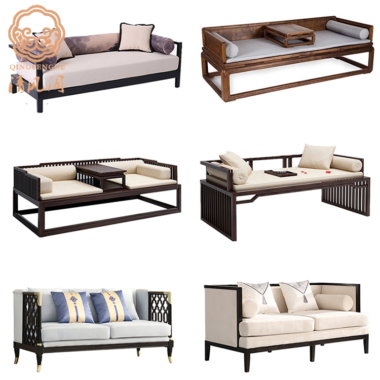 New Chinese Solid Wood Living Room Double Zen Sand Discovery Supervised Luxury Chinese Wind Hotel Villa Furniture Customized