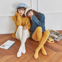 White pantyhose autumn and winter plus velvet thickened belly lifting hip stockings womens high waist warm Palace autumn warm bottom socks