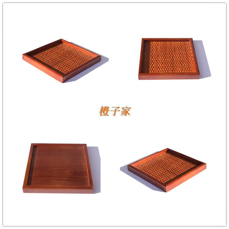Mây bán thủ công bằng gỗ tấm gỗ khay trái cây nước trà trà khách sạn khay trà đặt khay đĩa hình chữ nhật - Tấm khay gỗ tròn
