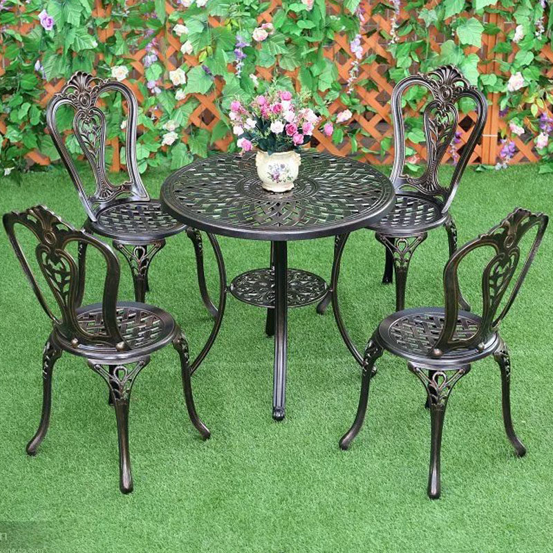 Balcony Table And Chairs Courtyard Garden Outdoor Iron Art Villa Outdoor Open Air Casual Small Tea Table Three Sets of aluminium furniture