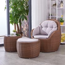 Balcony Table and chairs Composition Creative tea table Three sets of rattan chairs Leisure outdoor patio Terrace Garden Outdoor Rattan Chairs