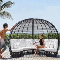 Outdoor lying bed rattan Courtyard Open-air Bird Nest Bed Swimming Pool Outdoor Garden Beach Bed Sea View Room Sofa Bed