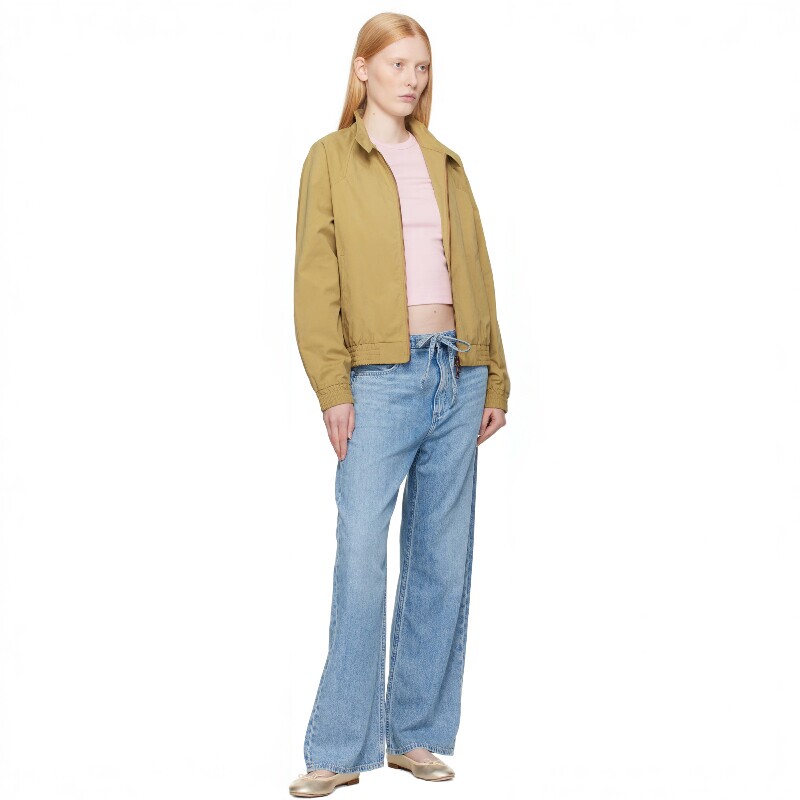 American Style New Rb Women's Blue Washed Lyocell Summer Lightweight Mid-Rise Wide-Leg Jeans 087D