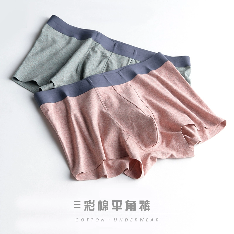 Đồ lót cotton màu thuần khiết thanh lịch của người hâm mộ xu hướng boxer của nam giới U nâng đáy quần thoáng khí thoải mái bốn góc đồ lót nam giữa eo - Nam giới