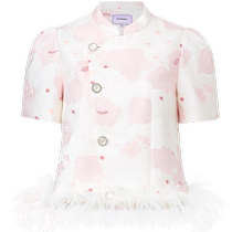 MAXRIENY Chinese style elegant top 2024 summer new style oblique placket stand collar jacquard new Chinese style short coat for women