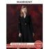 MAXRIENY Winter mới Đen Vintage ren khâu Horn Sleeve Coat Mid-Chiều dài Coat Tide 