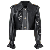 MAXRIENY RETRO-CUT SHORT-STYLE LEATHER JACKET JACKET