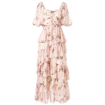 (Romantic new - same style in shopping malls) MAXRIENY romantic retro pleated dress with generous square collar