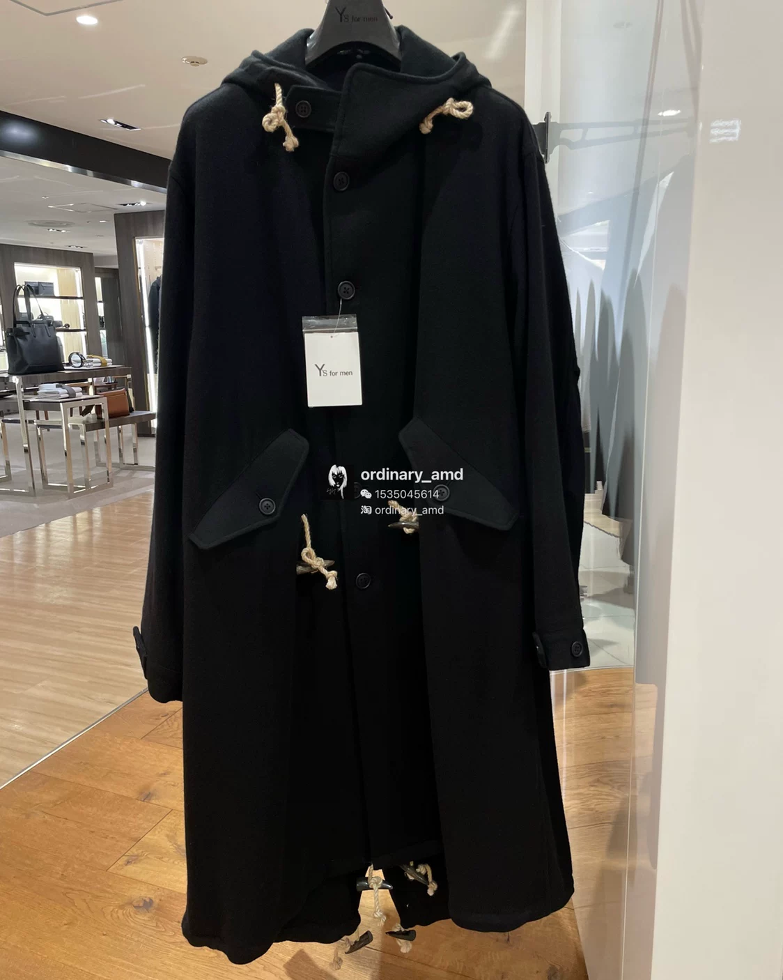 yohji y's for men 牛角扣 modz coat 毛呢 连帽大衣