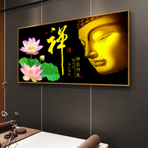 Sakyamuni Cross embroidered 2022 new line embroidered living room Book room Xuanguan himself embroidered Zen Heart South Amitabha