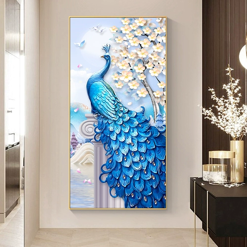 Peacock Cross Stitch 2024 Новая линейная вышивка гостиная крыльца Вертикальная версия вышивки ручной работы коридора современный стиль