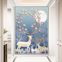 2022 new cross stitch embroidered living room minimalist modern hair Cairoe deer embroidery vertical version small piece hand embroidered corridor