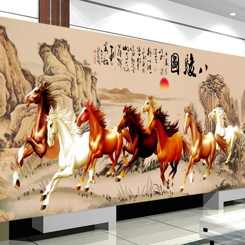 2023 New horse to successful cross embroidery line embroidery room large eight jun embroidery painting hand simple embroidery