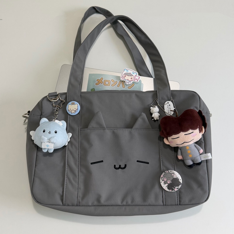 Fried Dough Sticks Crumbled Commuting Little Gray Cat Tote Bag Crossbody Bag Fried Dough Sticks Crumbled Commuting Little Gray Cat Tote Bag Crossbody Bag