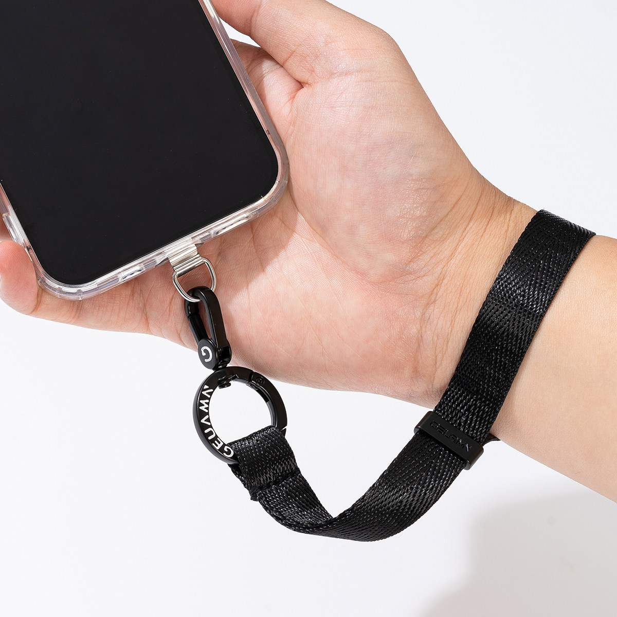 Mobile Phone Lanyard Wrist Strap, Simple Black High-End Short Phone Case Lanyard Bracelet with Adjustable Retractable Anti-Loss Feature