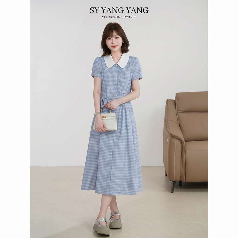 Si Yangyang Siyang Cotton-Feel Plaid Skin-Friendly Breathable Comfortable Commuter-Style Dress Lyq606A089Syy Si Yangyang Siyang Cotton-Feel Plaid Skin-Friendly Breathable Comfortable Commuter-Style Dress Lyq606A089Syy