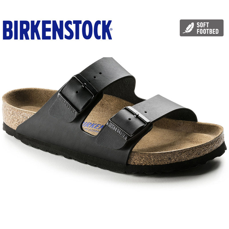 (Artificial Leather Soft Bottom) BIRKENSTOCK Cork Slippers Men and Women Flat Heel Double Buckle Arizona